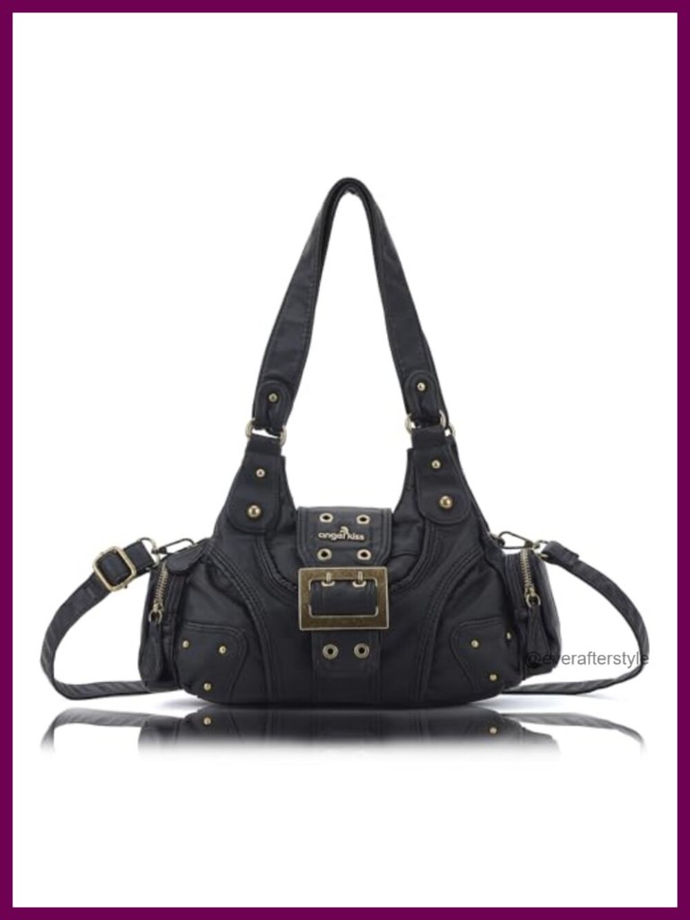 Vegan Leather Hobo Shoulder Crossbody Bag Multi Pocket Handbag